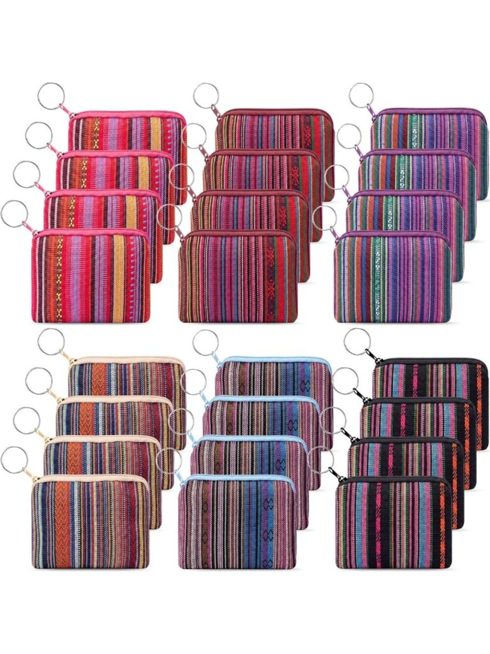 24 Pack Mini Coin Purse for Women - Cute Mexican Candy Bags, 3.5” x 4.5